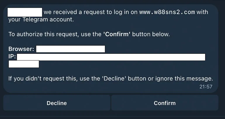 ยืนยันตัวตนผ่าน Telegram