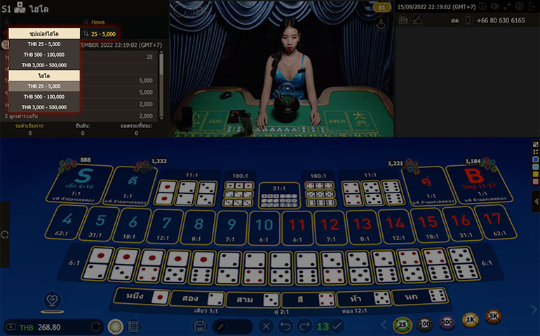 ตัวอย่าง ช่องทางในการเลือกเรทราคาสำหรับการเล่นพนัน 