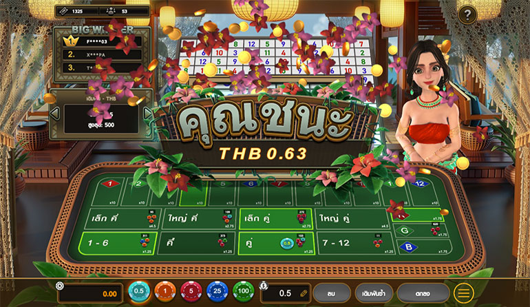 ตัวอย่างการชนะเกมพนัน Tambola Tropika