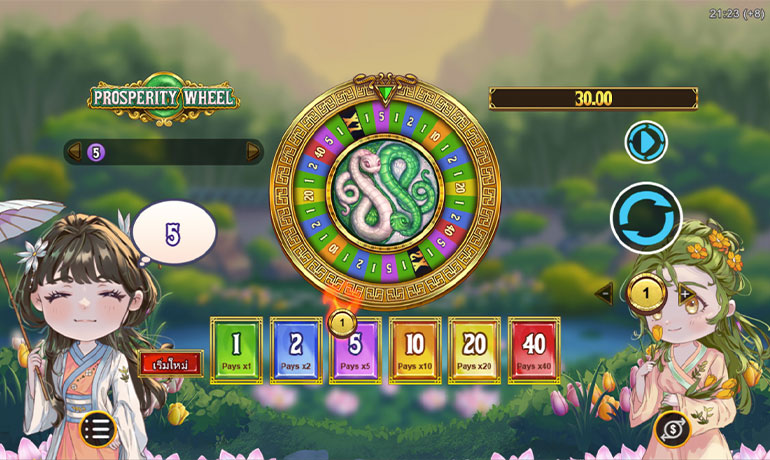 ตัวอย่างการชนะสล็อต Prosperity Wheel ในรูปแบบธรรมดา