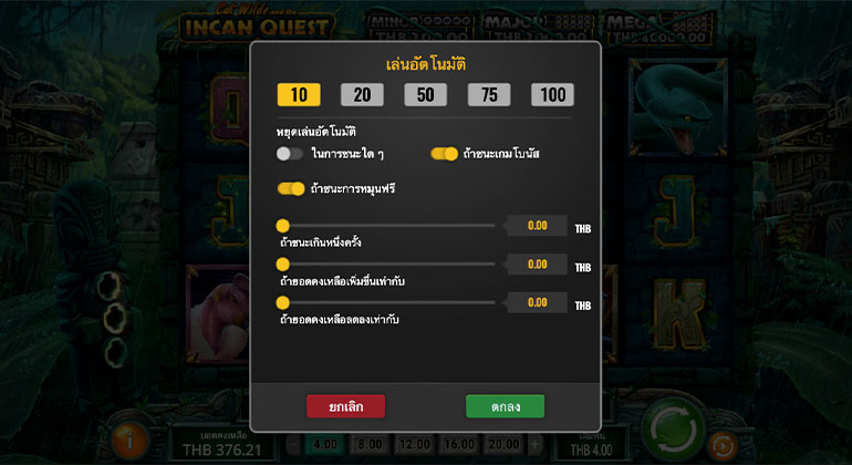 ตัวอย่างการกำหนดรอบสำหรับเล่นสล็อตในรูปแบบอัตโนมัติ