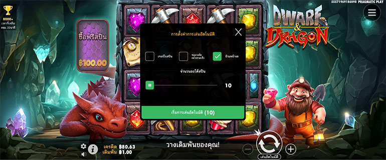 ตัวอย่างรายละเอียดการกำหนดรอบสำหรับเล่นสล็อตในรูปแบบอัตโนมัติ