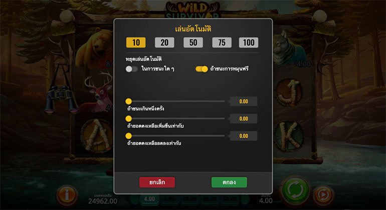 ตัวอย่างรายละเอียดการกำหนดรอบสำหรับเล่นสล็อตในรูปแบบอัตโนมัติ